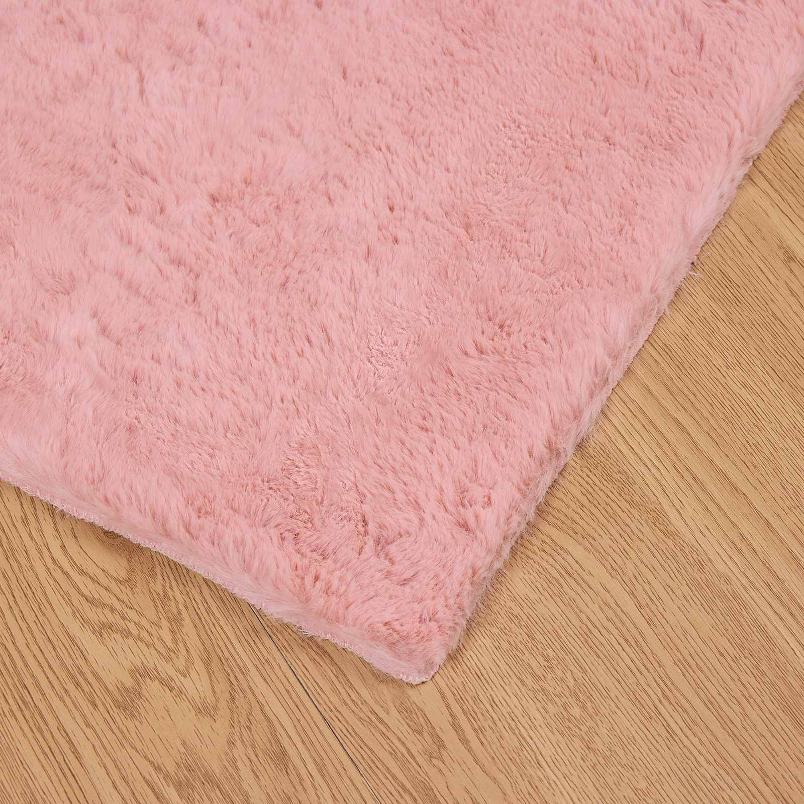 Antislip neplederen konijnenbont vloerkleed Olite Roze is nu te koop bij PeponiXL, paradijselijk wonen!
