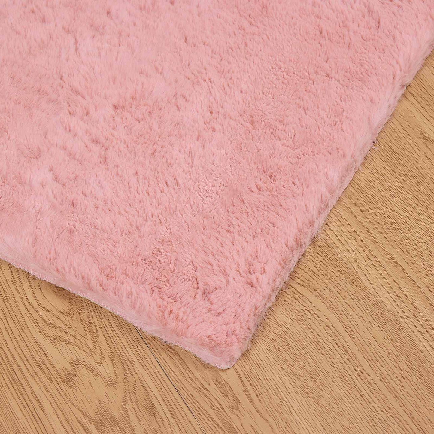 Antislip neplederen konijnenbont vloerkleed Olite Roze is nu te koop bij PeponiXL, paradijselijk wonen!
