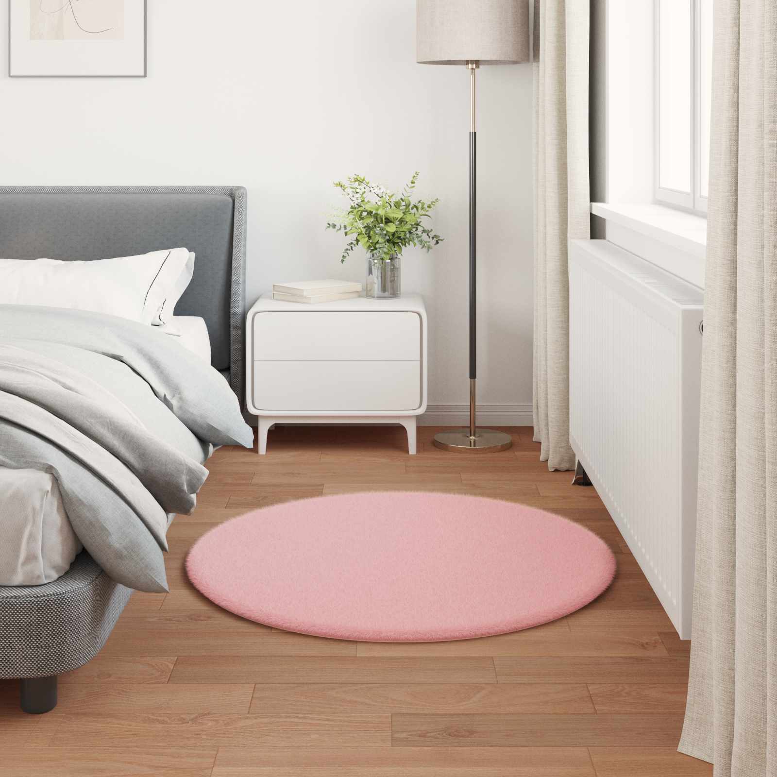 Antislip vloerkleed van imitatie konijnenbont OLITE Roze is nu te koop bij PeponiXL, paradijselijk wonen!