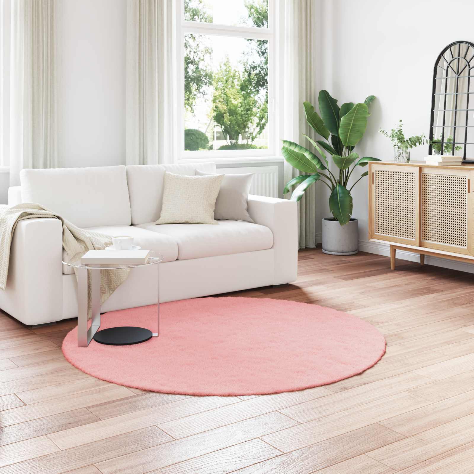 Antislip vloerkleed van imitatie konijnenbont OLITE Roze is nu te koop bij PeponiXL, paradijselijk wonen!