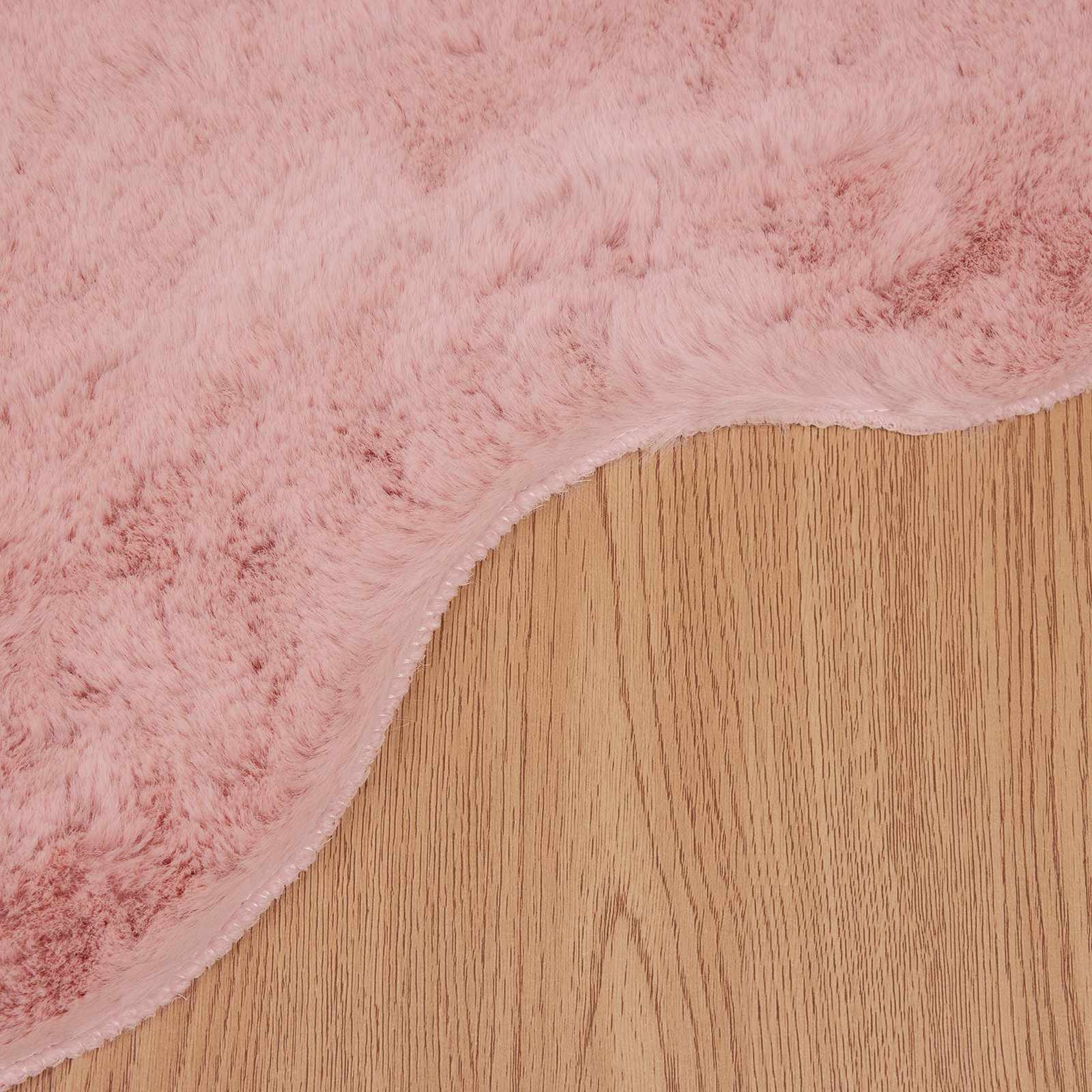 Antislip vloerkleed van imitatie konijnenbont OLITE Roze is nu te koop bij PeponiXL, paradijselijk wonen!