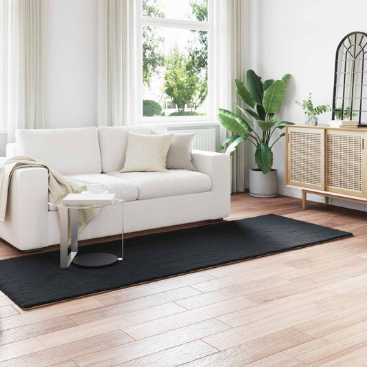 Antislip vloerkleed van imitatie konijnenbont OLITE Zwart is nu te koop bij PeponiXL, paradijselijk wonen!