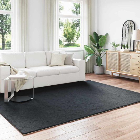 Antislip vloerkleed van imitatie konijnenbont OLITE Zwart is nu te koop bij PeponiXL, paradijselijk wonen!