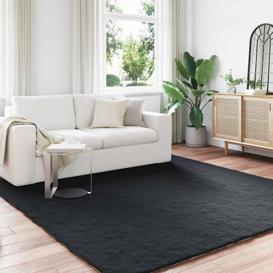 Antislip vloerkleed van imitatie konijnenbont OLITE Zwart is nu te koop bij PeponiXL, paradijselijk wonen!
