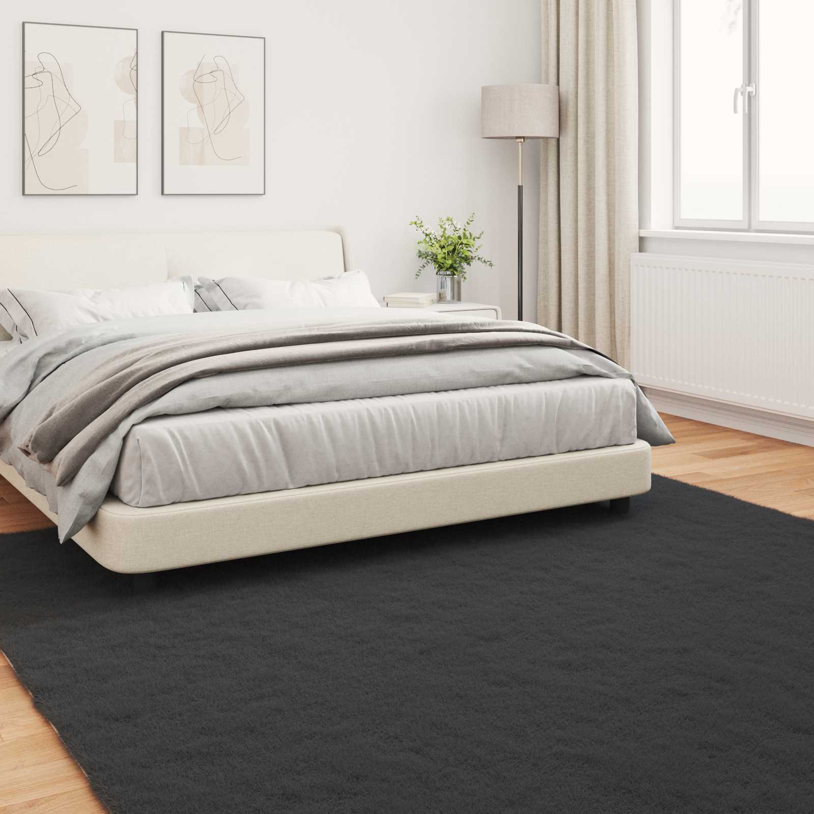 Antislip vloerkleed van imitatie konijnenbont OLITE Zwart is nu te koop bij PeponiXL, paradijselijk wonen!