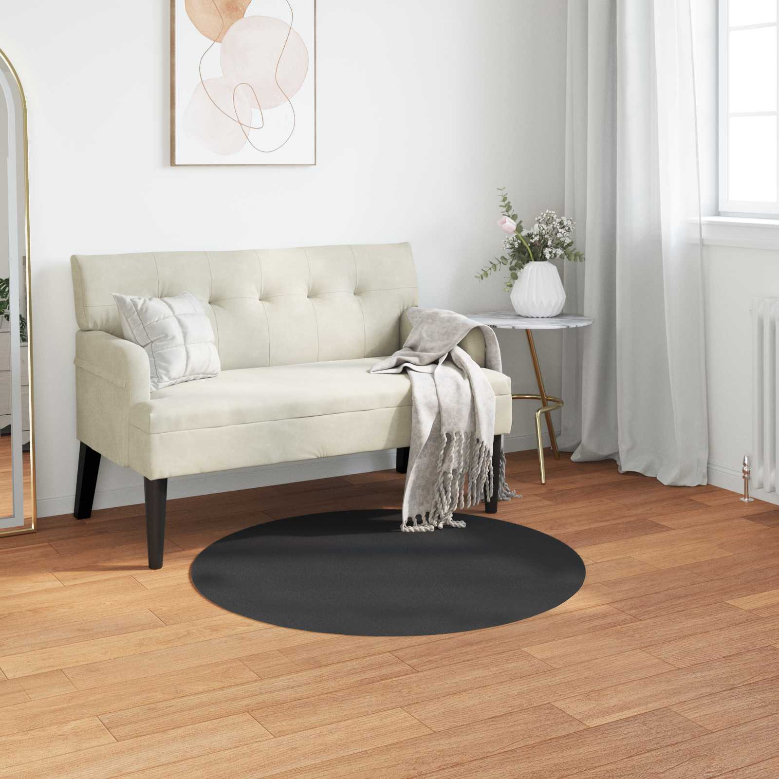 Antislip vloerkleed van imitatie konijnenbont OLITE Zwart is nu te koop bij PeponiXL, paradijselijk wonen!