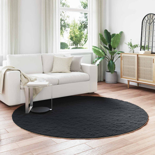 Antislip vloerkleed van imitatie konijnenbont OLITE Zwart is nu te koop bij PeponiXL, paradijselijk wonen!