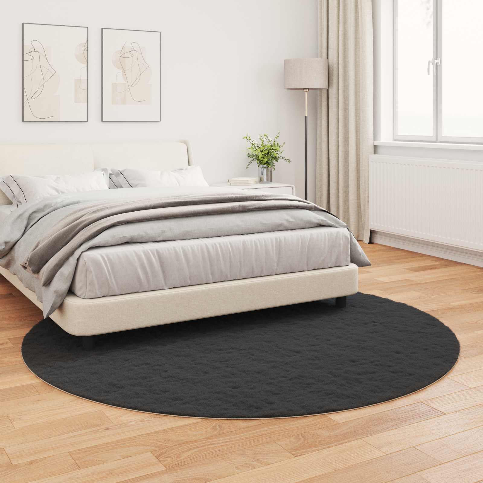 Antislip vloerkleed van imitatie konijnenbont OLITE Zwart is nu te koop bij PeponiXL, paradijselijk wonen!