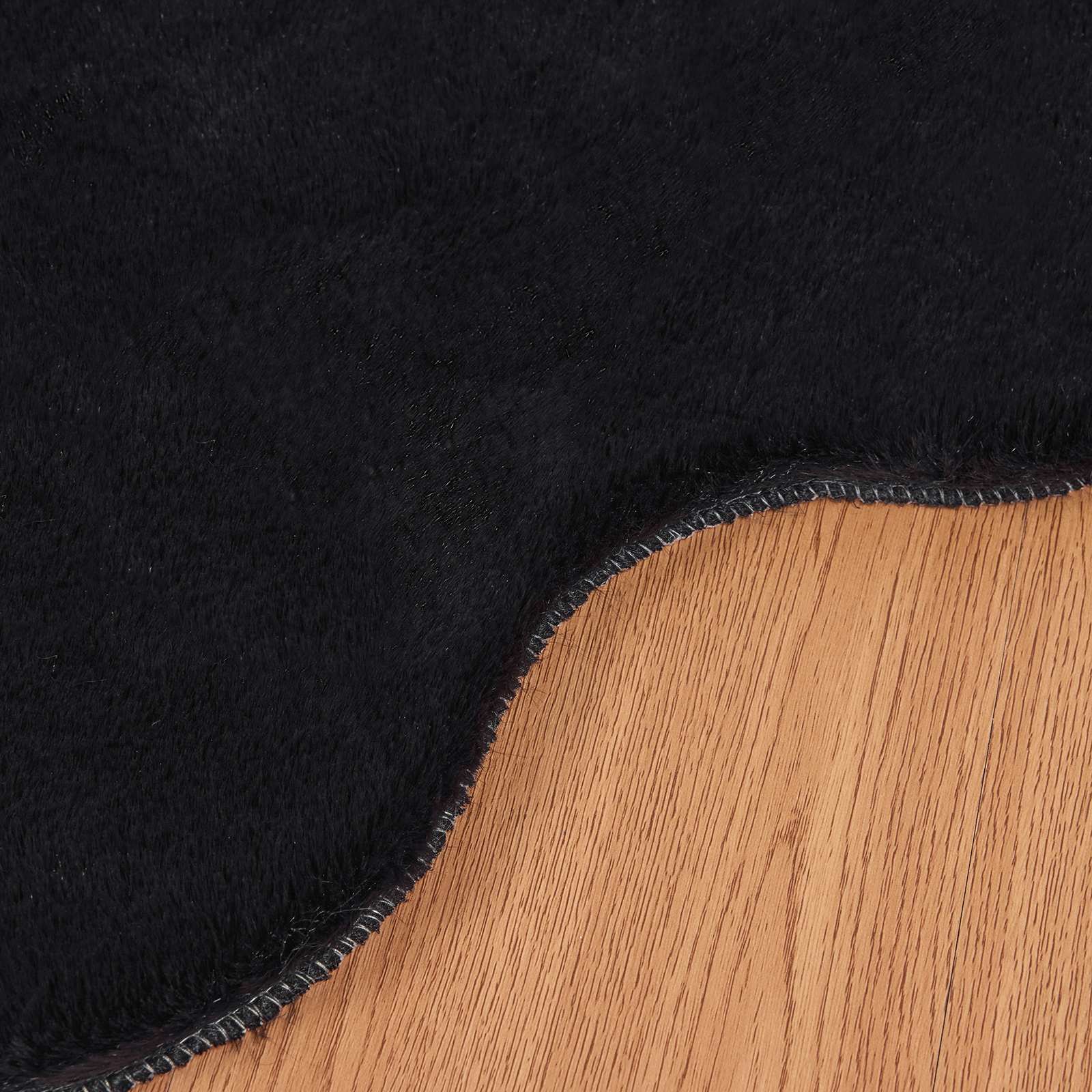 Antislip vloerkleed van imitatie konijnenbont OLITE Zwart is nu te koop bij PeponiXL, paradijselijk wonen!