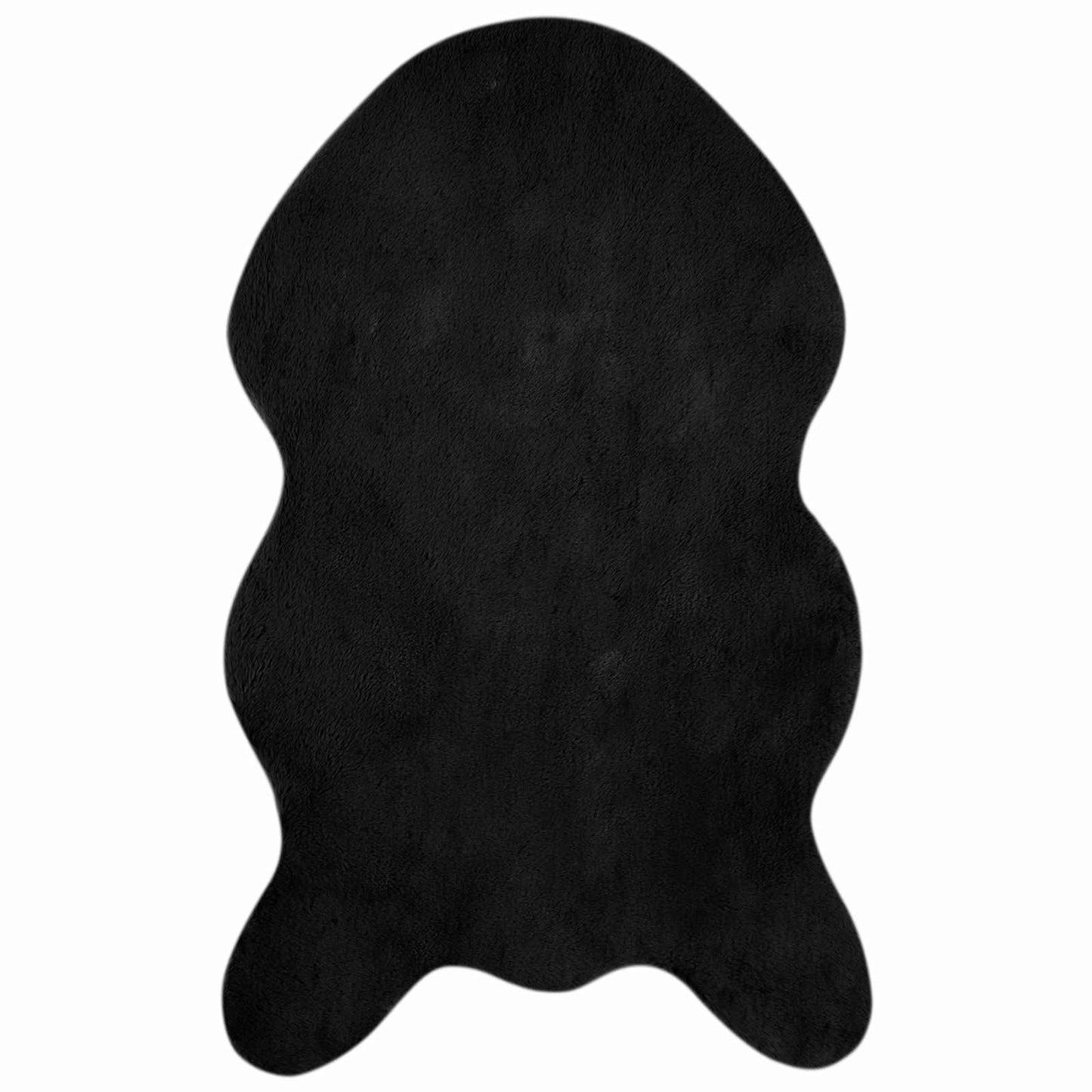 Antislip vloerkleed van imitatie konijnenbont OLITE Zwart is nu te koop bij PeponiXL, paradijselijk wonen!