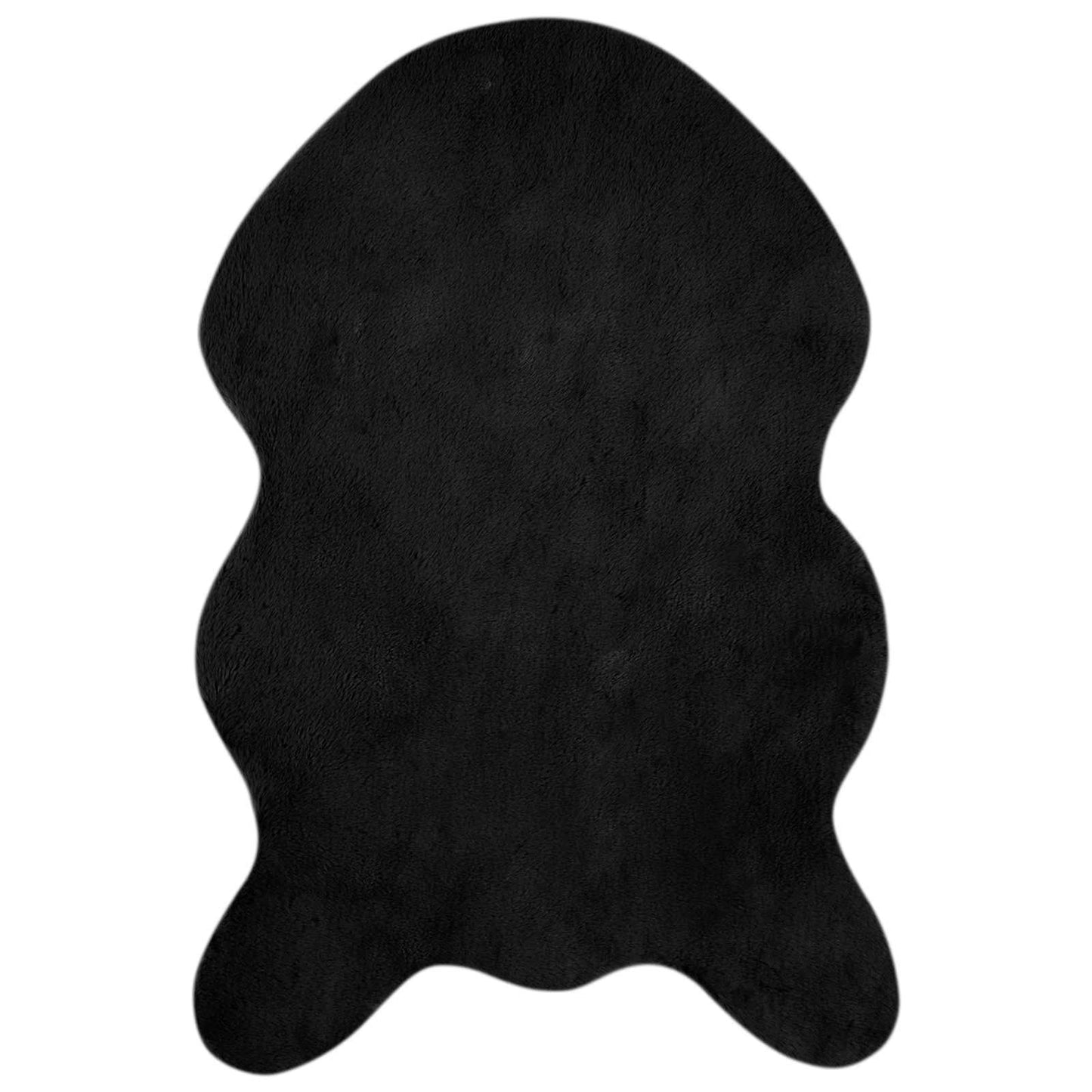 Antislip vloerkleed van imitatie konijnenbont OLITE Zwart is nu te koop bij PeponiXL, paradijselijk wonen!