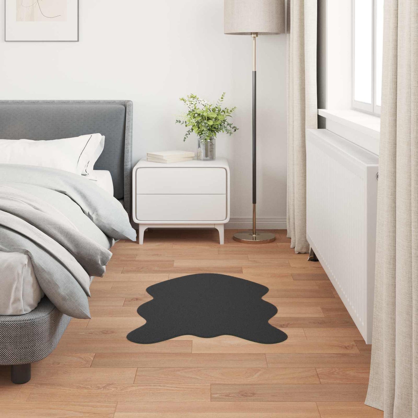 Antislip vloerkleed van imitatie konijnenbont OLITE Zwart is nu te koop bij PeponiXL, paradijselijk wonen!