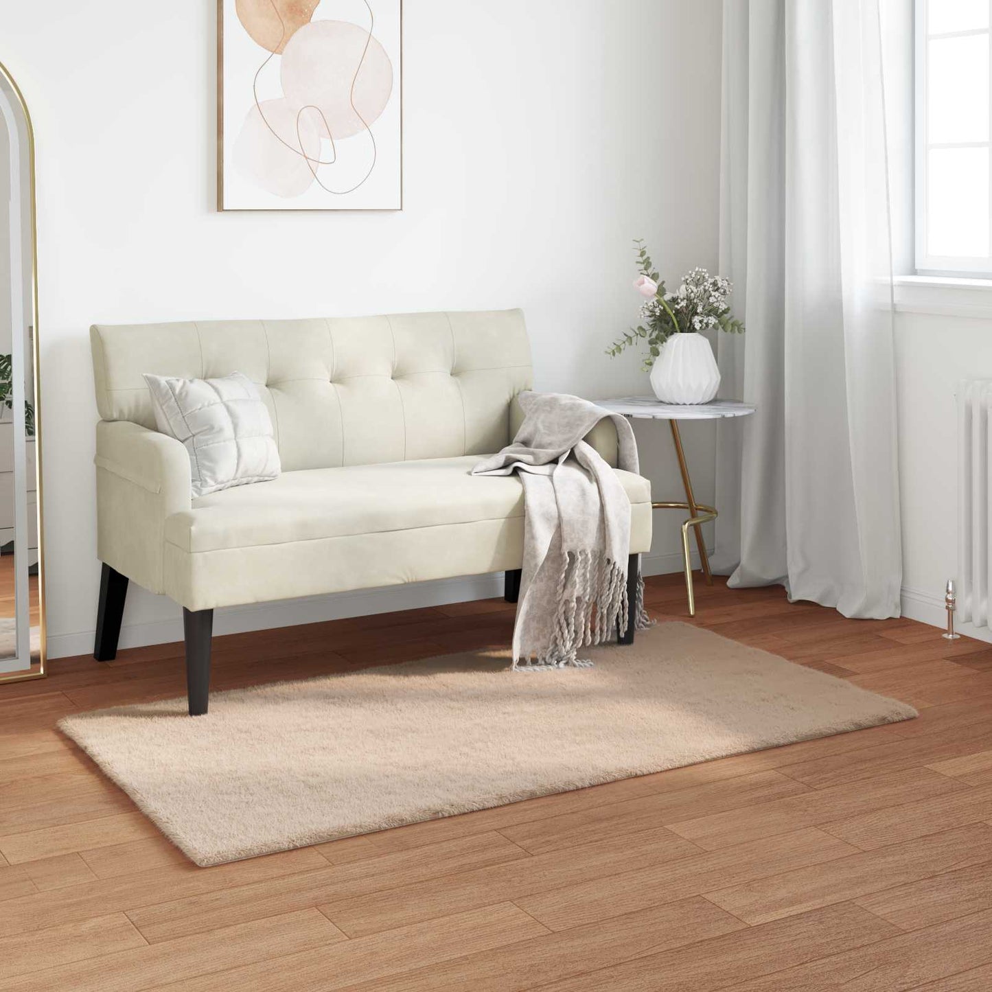 Antislip vloerkleed van imitatie konijnenbont OLITE Taupe is nu te koop bij PeponiXL, paradijselijk wonen!