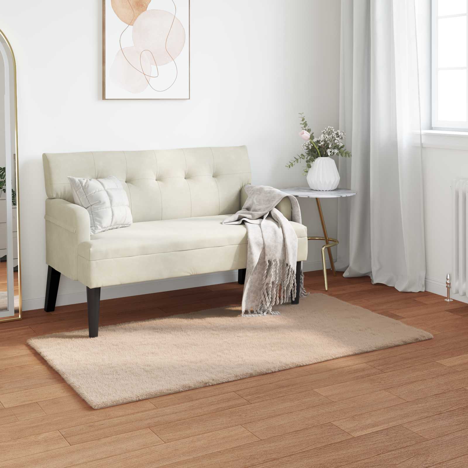 Antislip vloerkleed van imitatie konijnenbont OLITE Taupe is nu te koop bij PeponiXL, paradijselijk wonen!