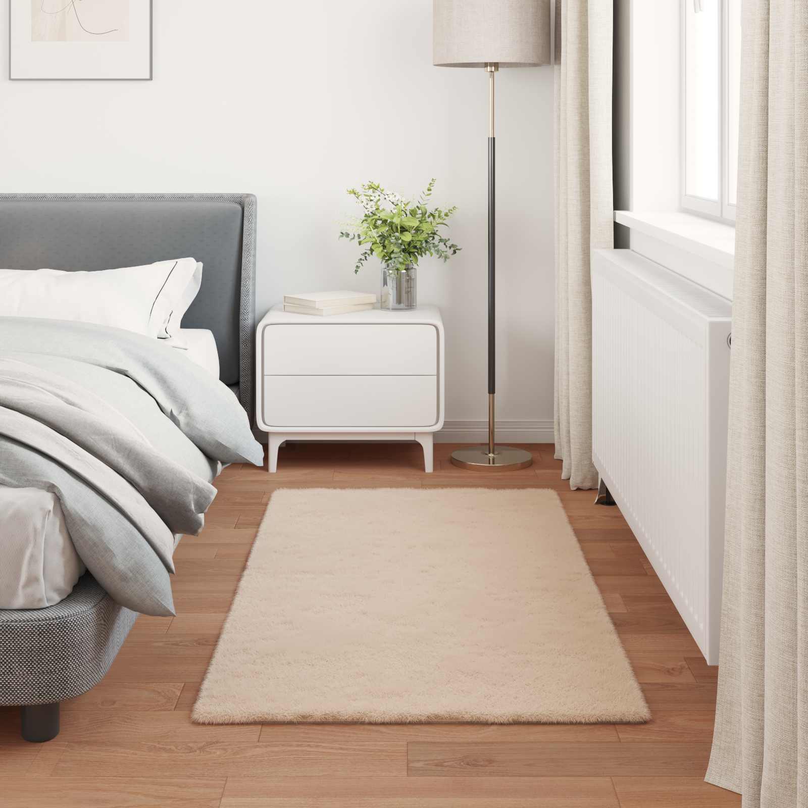 Antislip vloerkleed van imitatie konijnenbont OLITE Taupe is nu te koop bij PeponiXL, paradijselijk wonen!