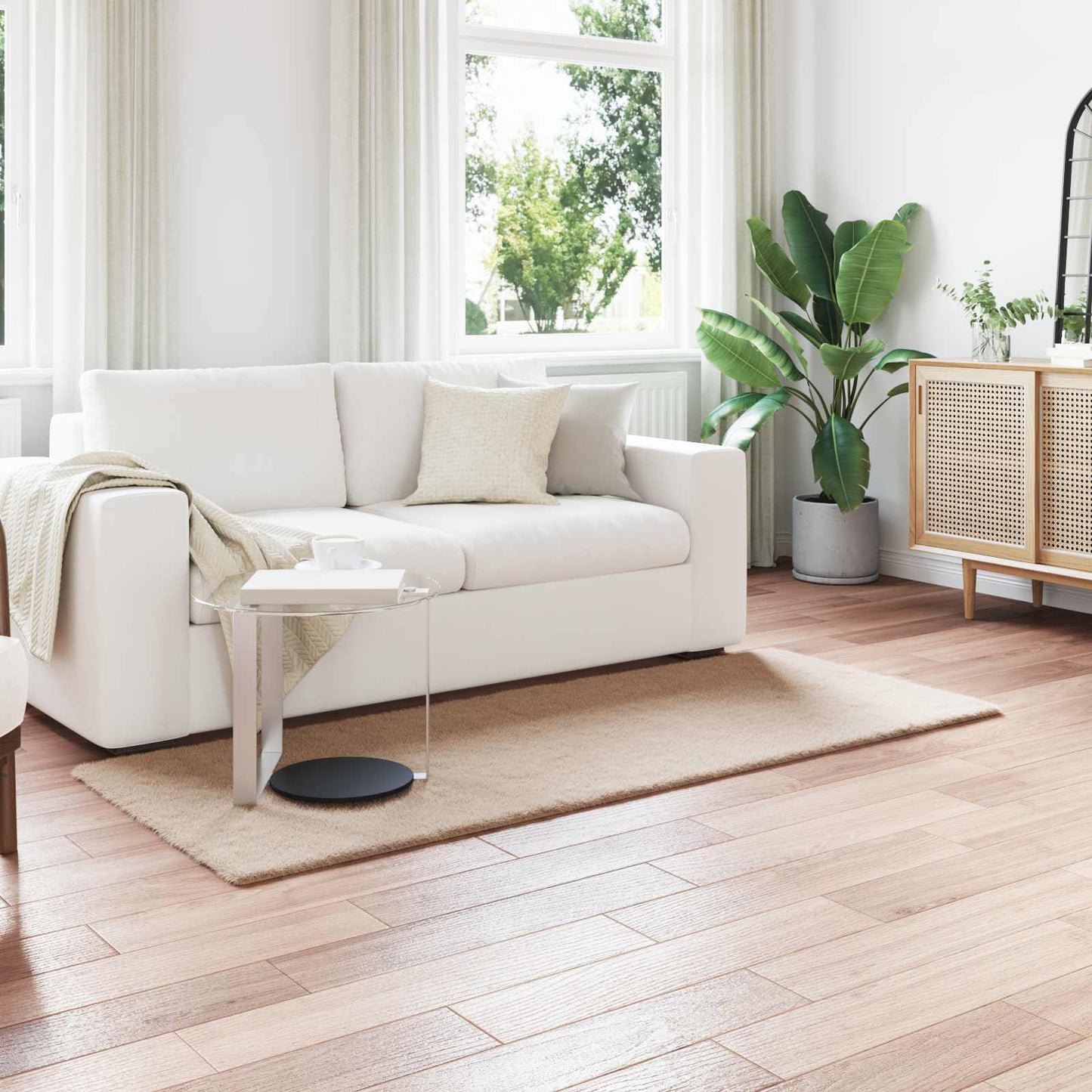 Antislip neplederen konijnenbont vloerkleed Olite Taupe is nu te koop bij PeponiXL, paradijselijk wonen!