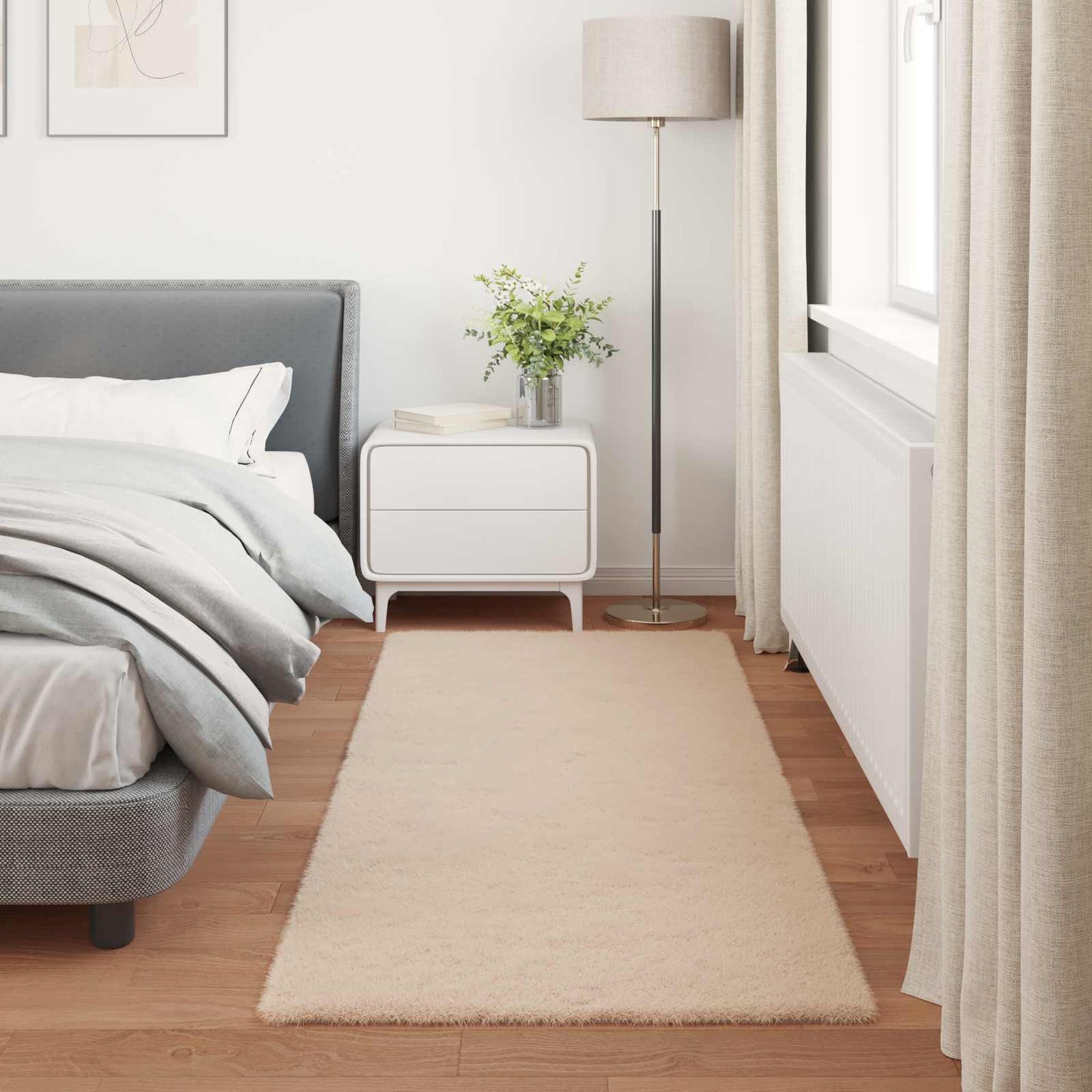 Antislip vloerkleed van imitatie konijnenbont OLITE Taupe is nu te koop bij PeponiXL, paradijselijk wonen!