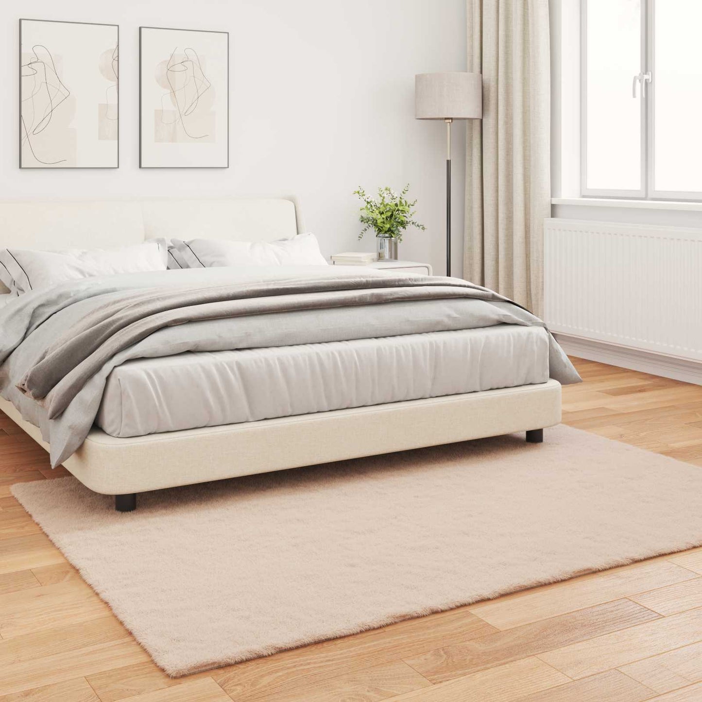 Antislip vloerkleed van imitatie konijnenbont OLITE Taupe is nu te koop bij PeponiXL, paradijselijk wonen!