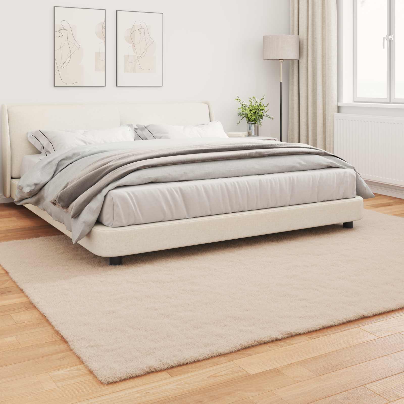 Antislip neplederen konijnenbont vloerkleed Olite Taupe is nu te koop bij PeponiXL, paradijselijk wonen!
