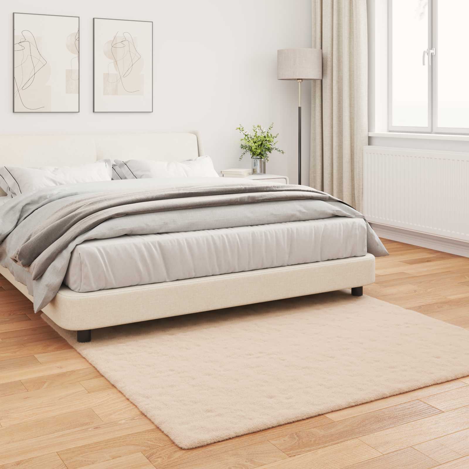 Antislip vloerkleed van imitatie konijnenbont OLITE Taupe is nu te koop bij PeponiXL, paradijselijk wonen!