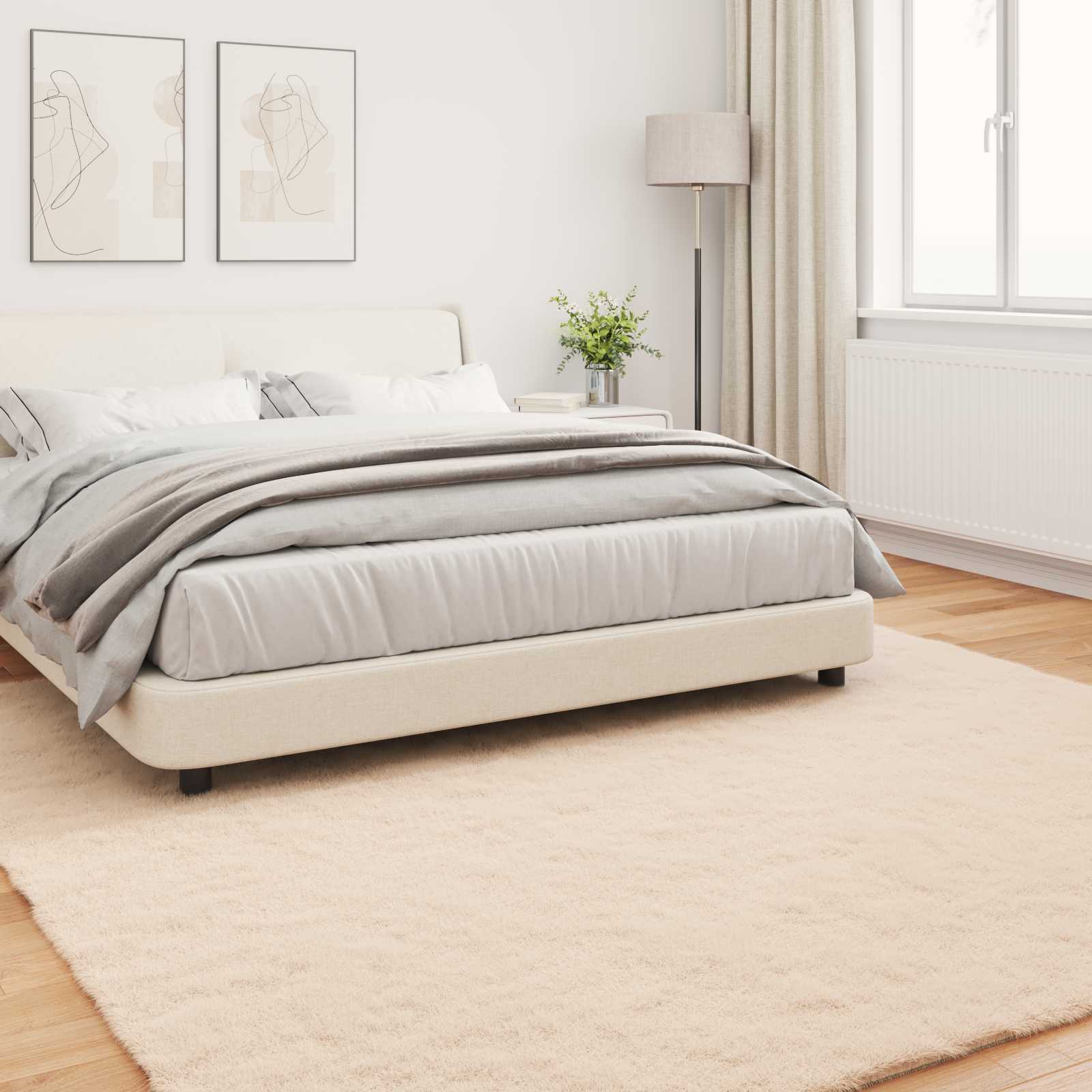 Antislip vloerkleed van imitatie konijnenbont OLITE Taupe is nu te koop bij PeponiXL, paradijselijk wonen!