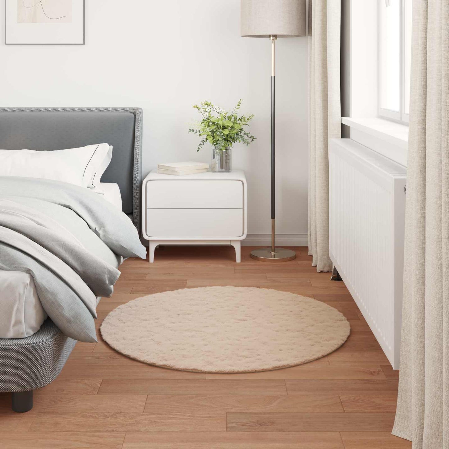 Antislip vloerkleed van imitatie konijnenbont OLITE Taupe is nu te koop bij PeponiXL, paradijselijk wonen!