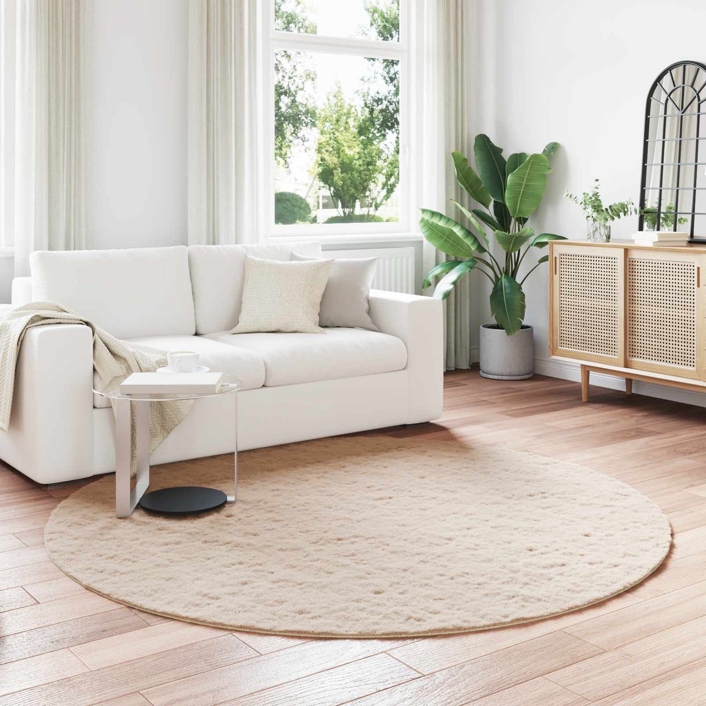 Antislip vloerkleed van imitatie konijnenbont OLITE Taupe is nu te koop bij PeponiXL, paradijselijk wonen!