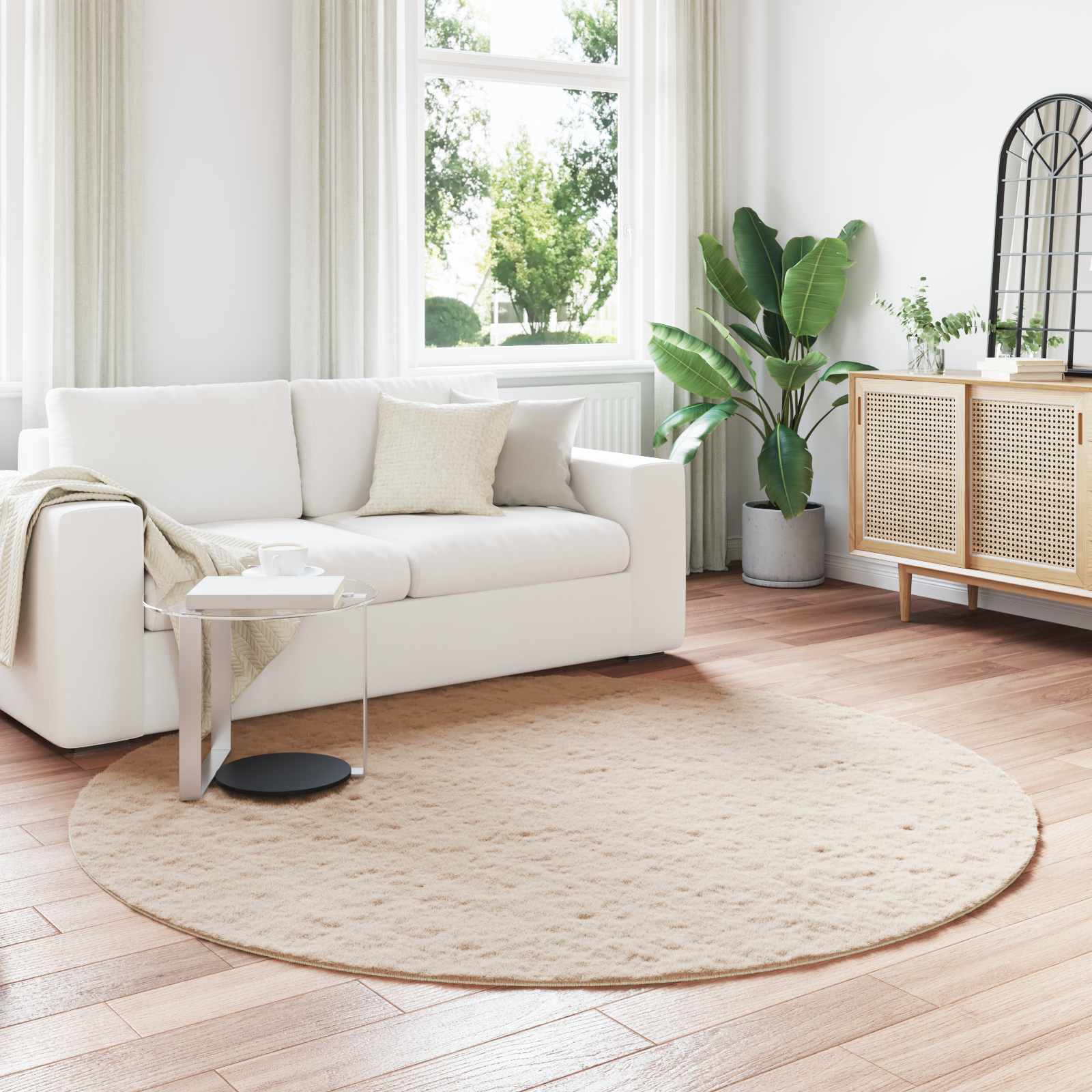 Antislip vloerkleed van imitatie konijnenbont OLITE Taupe is nu te koop bij PeponiXL, paradijselijk wonen!