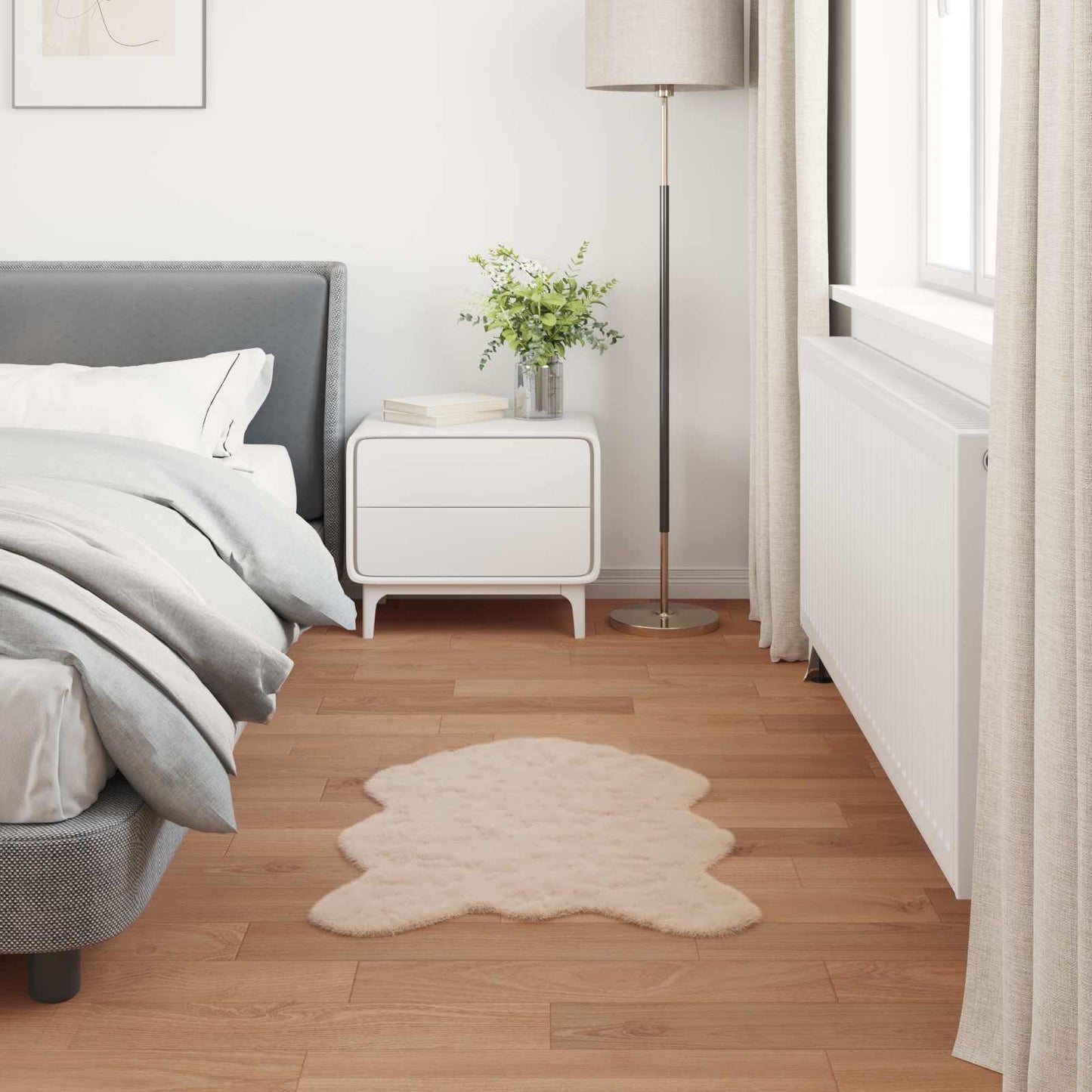 Antislip vloerkleed van imitatie konijnenbont OLITE Taupe is nu te koop bij PeponiXL, paradijselijk wonen!