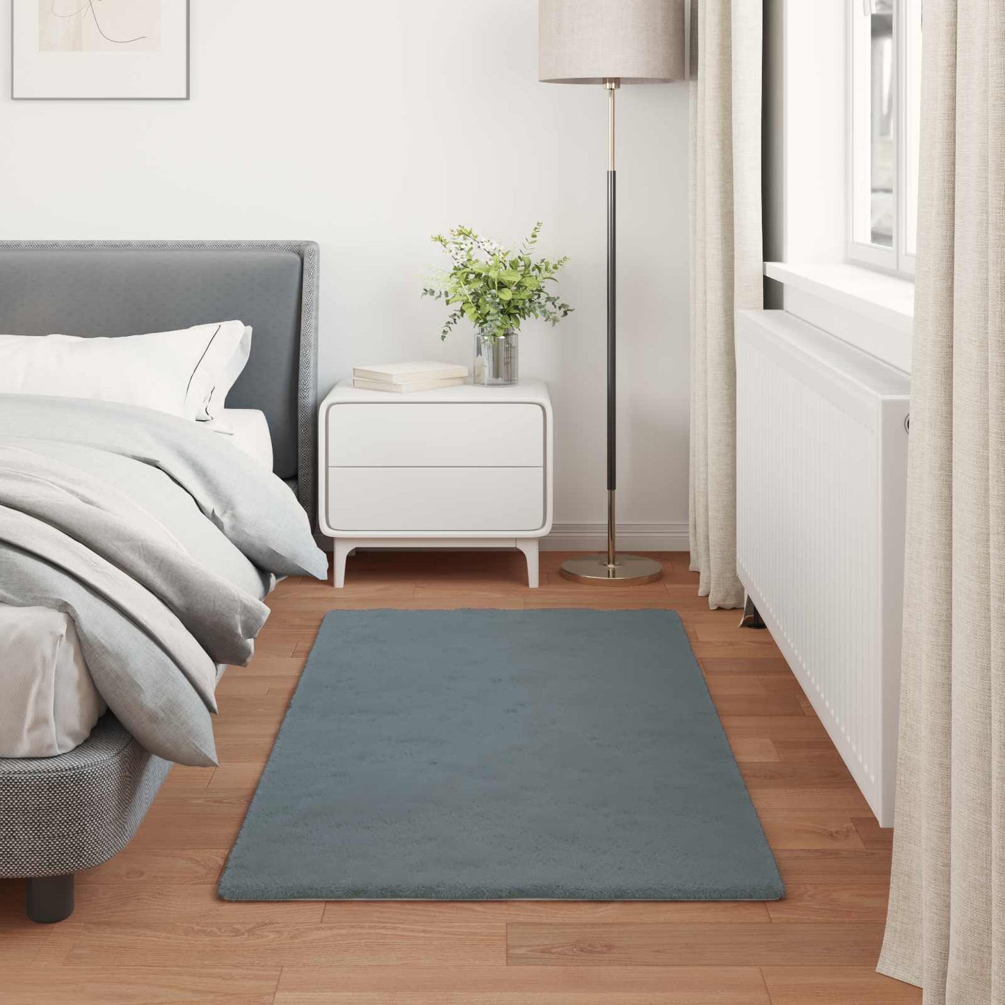 Antislip vloerkleed van imitatie konijnenbont OLITE 60 x 110 cm is nu te koop bij PeponiXL, paradijselijk wonen!