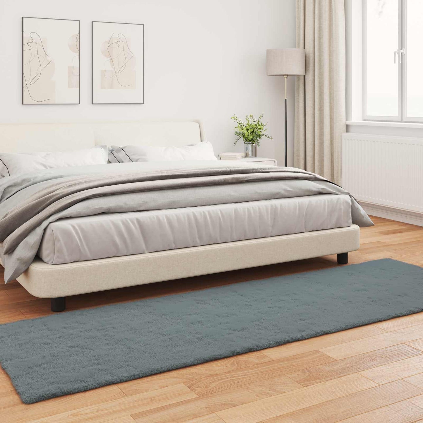 Antislip vloerkleed van imitatie konijnenbont OLITE 80 x 250 cm is nu te koop bij PeponiXL, paradijselijk wonen!