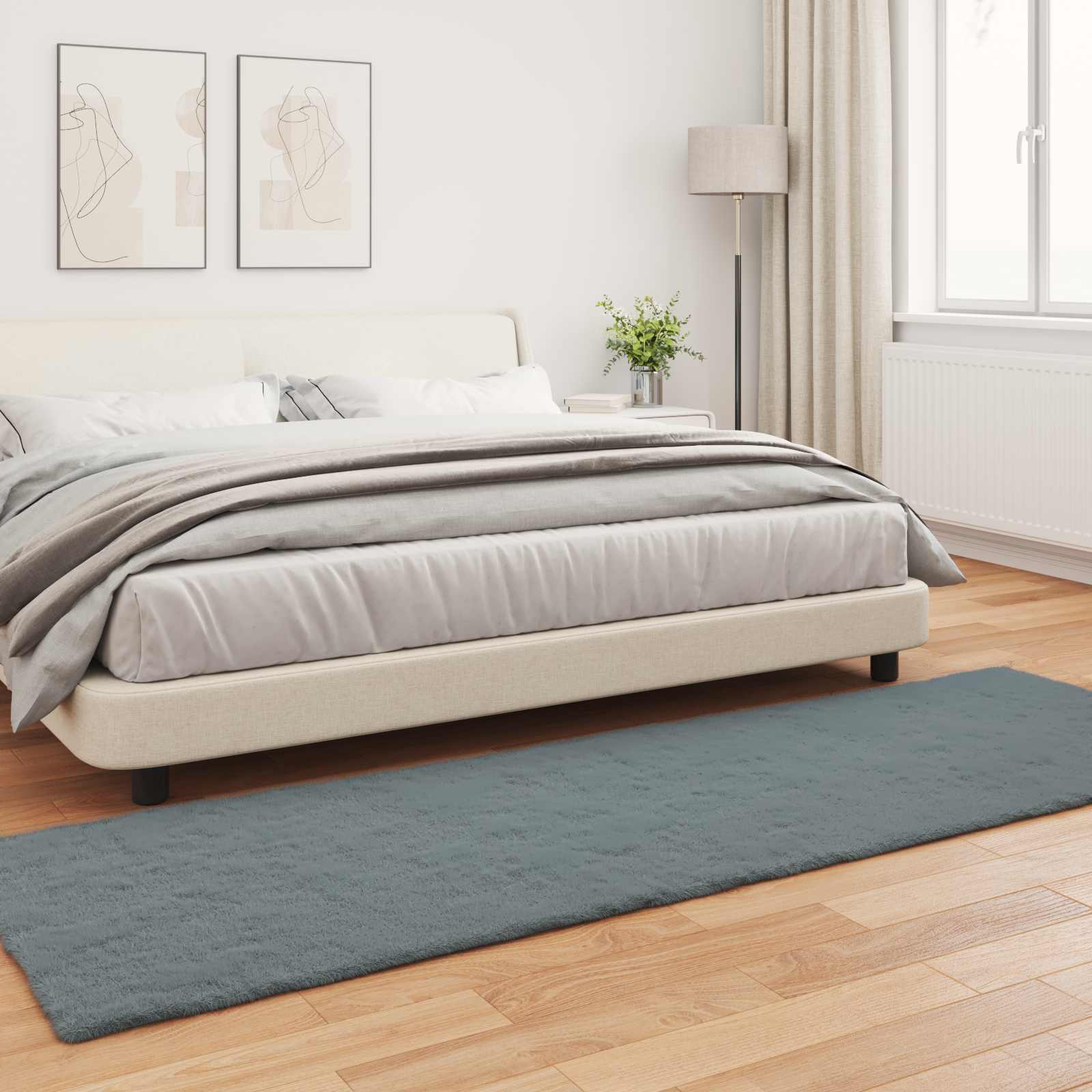 Antislip vloerkleed van imitatie konijnenbont OLITE 80 x 250 cm is nu te koop bij PeponiXL, paradijselijk wonen!