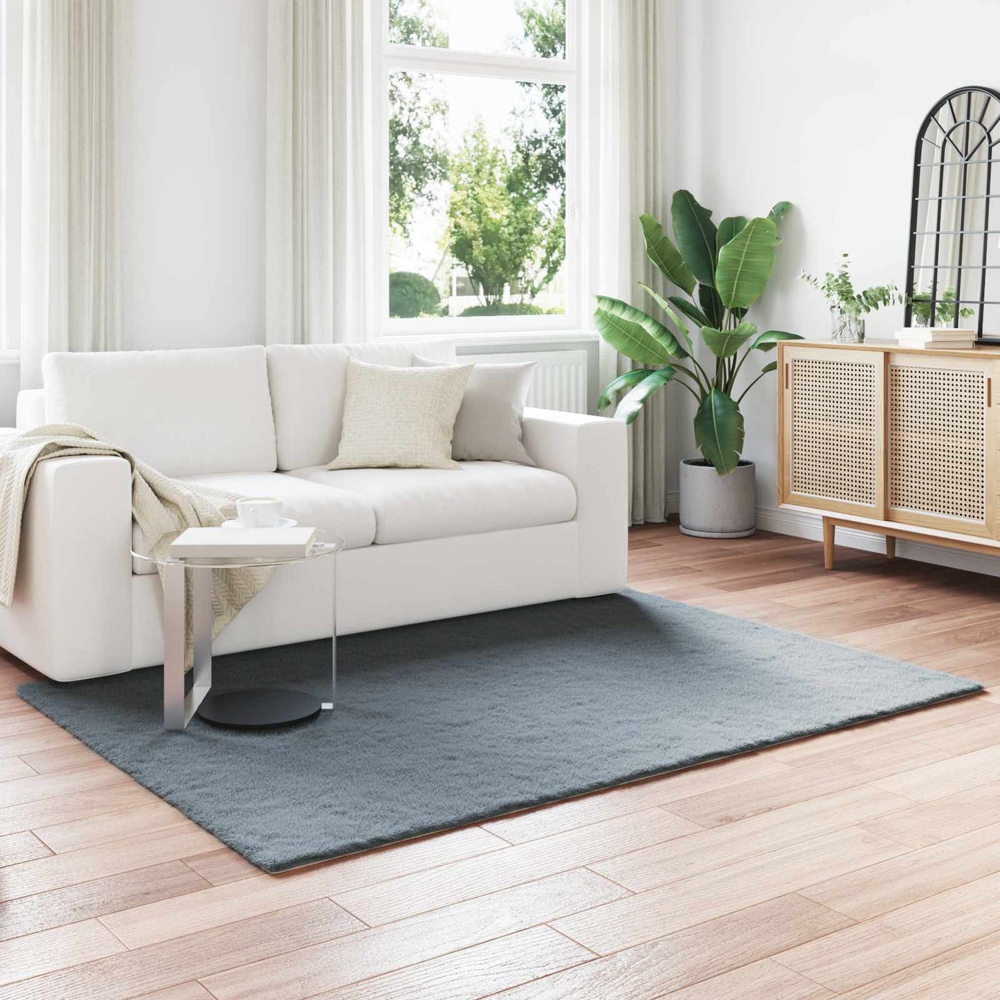 Antislip vloerkleed van imitatie konijnenbont OLITE Polyester is nu te koop bij PeponiXL, paradijselijk wonen!