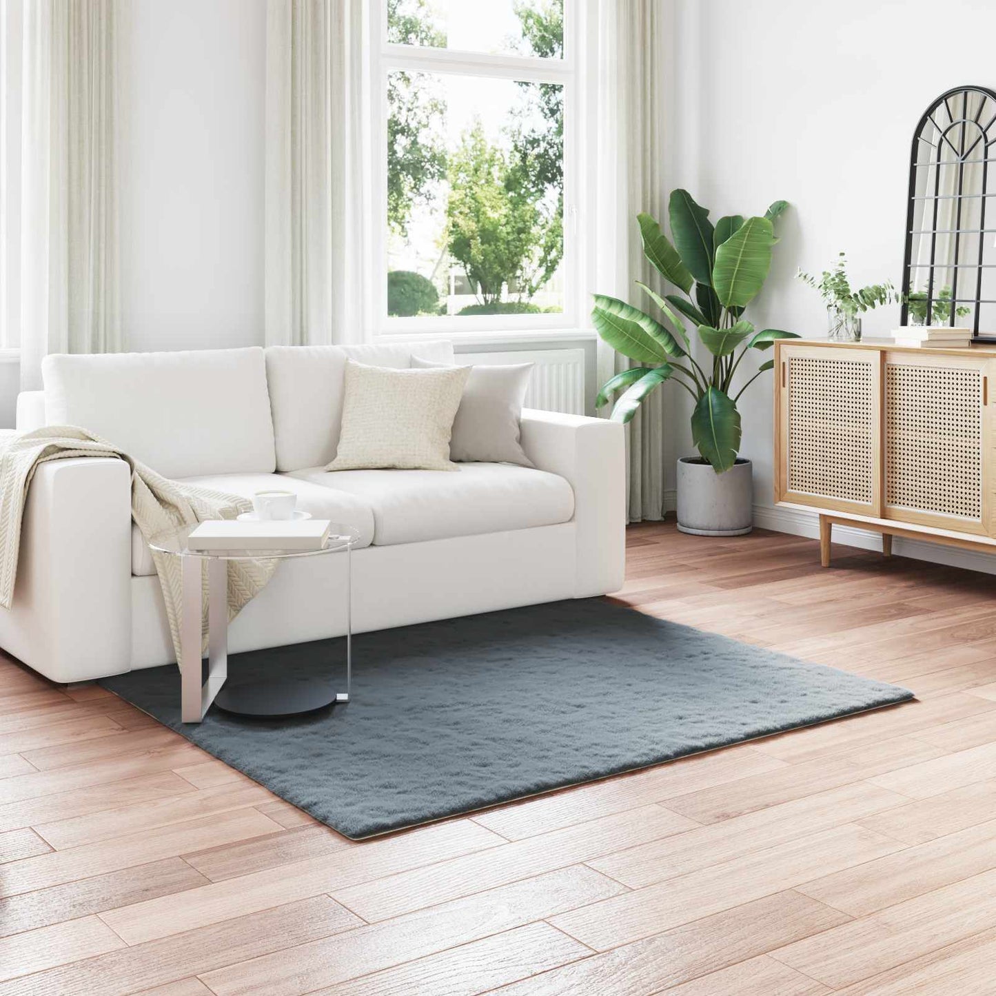 Antislip vloerkleed van imitatie konijnenbont OLITE Polyester is nu te koop bij PeponiXL, paradijselijk wonen!