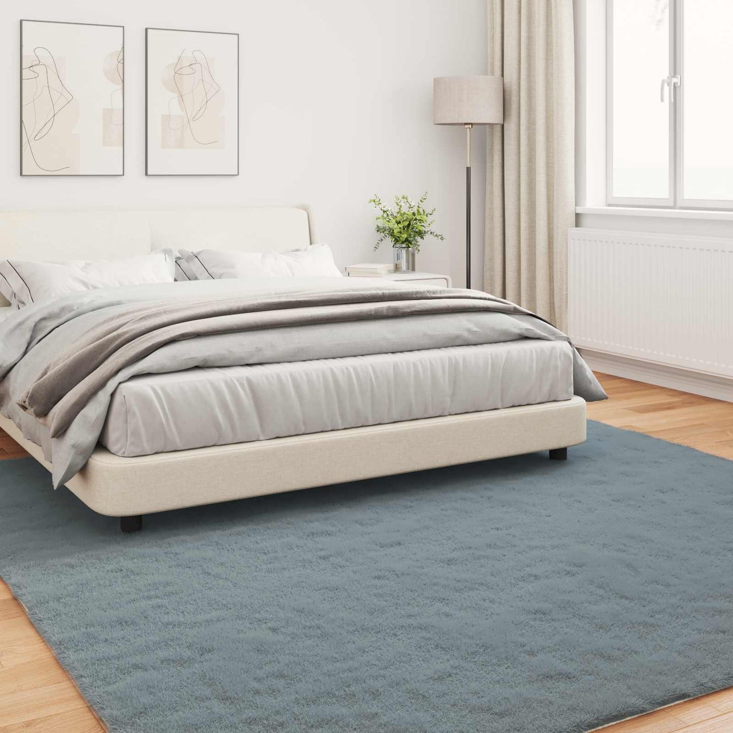 Antislip neplederen konijnenbont vloerkleed Olite Antraciet is nu te koop bij PeponiXL, paradijselijk wonen!