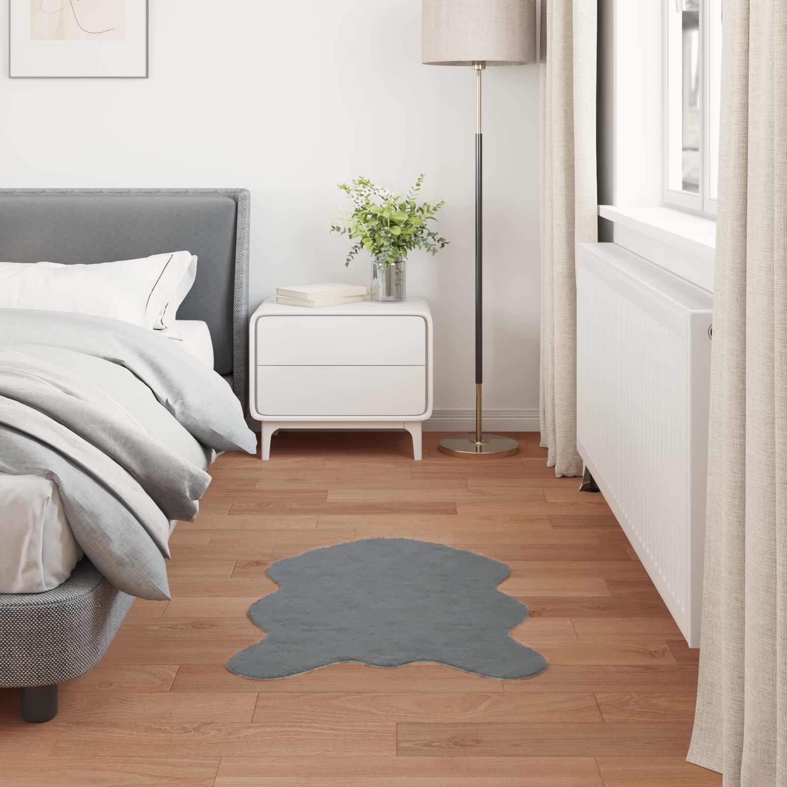 Antislip vloerkleed van imitatie konijnenbont OLITE 50 x 80 cm is nu te koop bij PeponiXL, paradijselijk wonen!