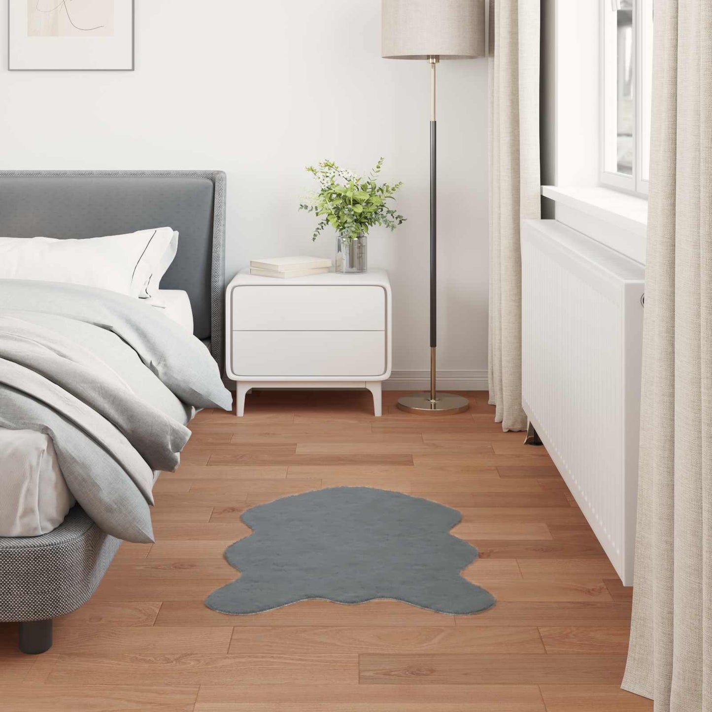 Antislip vloerkleed van imitatie konijnenbont OLITE 60 x 90 cm is nu te koop bij PeponiXL, paradijselijk wonen!