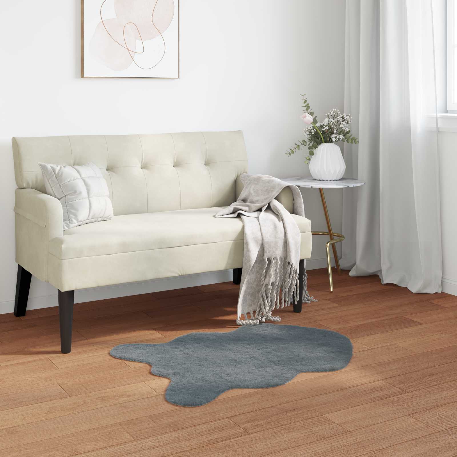 Antislip vloerkleed van imitatie konijnenbont OLITE 80 x 120 cm is nu te koop bij PeponiXL, paradijselijk wonen!