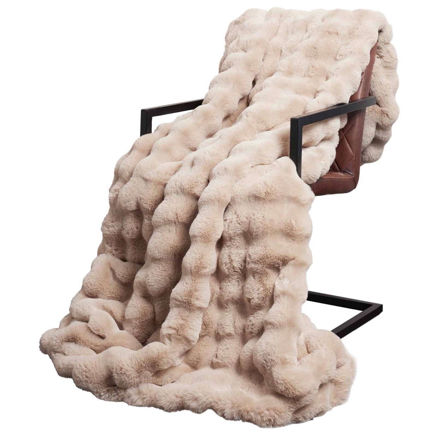 Antislip deken van imitatie konijnenbont Olite Beige Polyester is nu te koop bij PeponiXL, paradijselijk wonen!