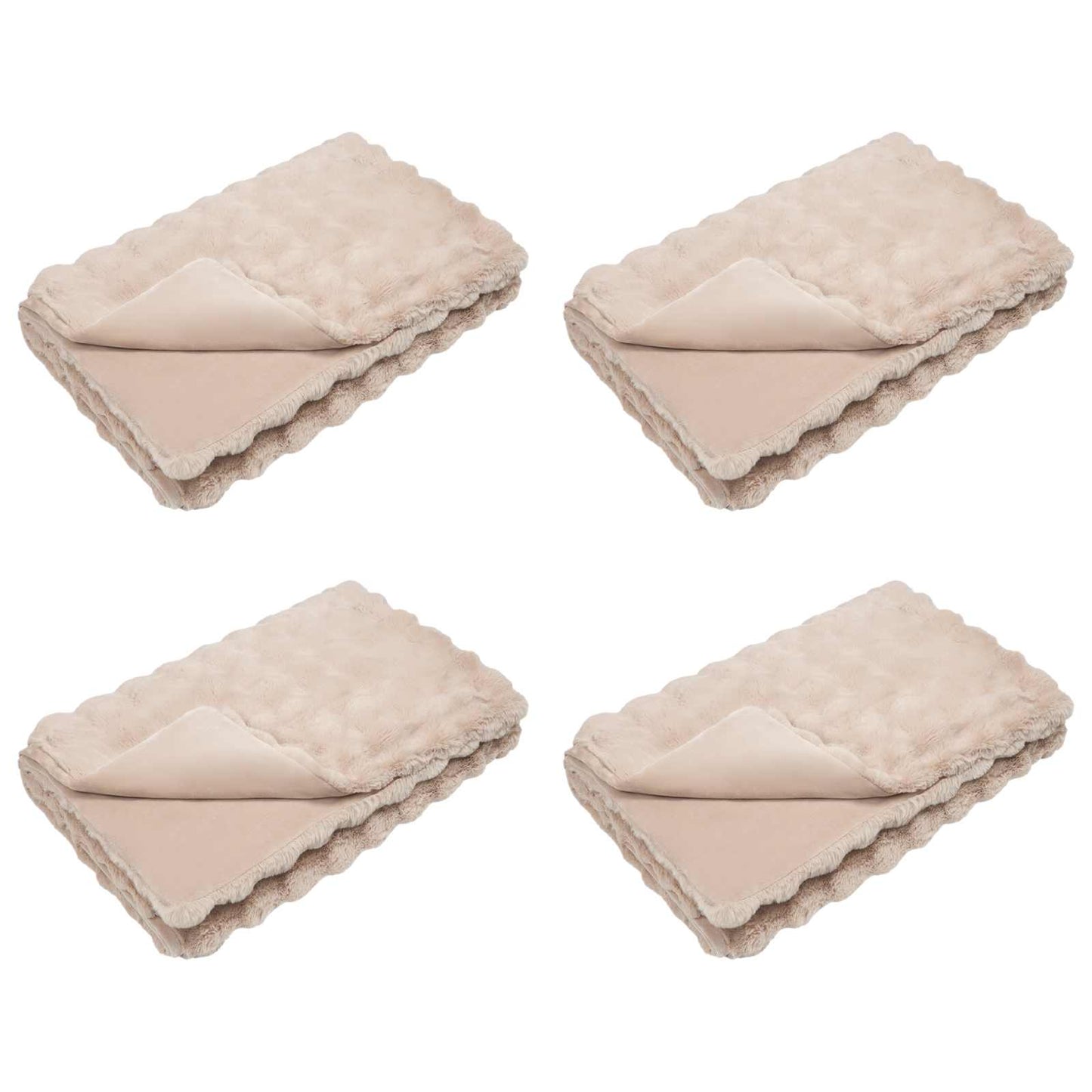 Antislip deken van imitatie konijnenbont Olite 4 pcs Beige is nu te koop bij PeponiXL, paradijselijk wonen!