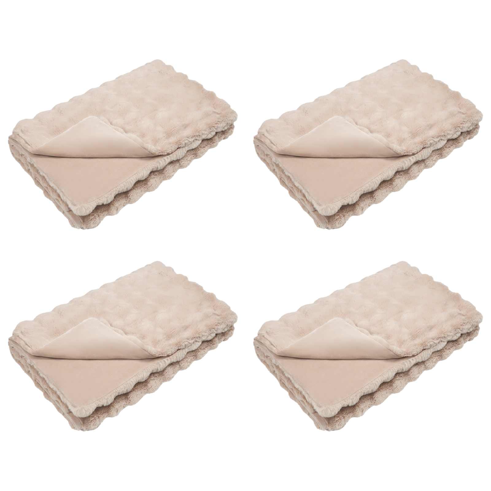 Antislip deken van imitatie konijnenbont Olite 4 pcs Beige is nu te koop bij PeponiXL, paradijselijk wonen!