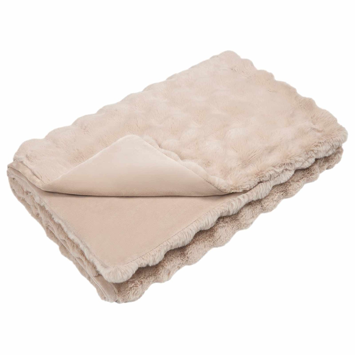 Antislip nep konijnenbont deken Olite 4 pcs Beige 240 x 270 cm is nu te koop bij PeponiXL, paradijselijk wonen!