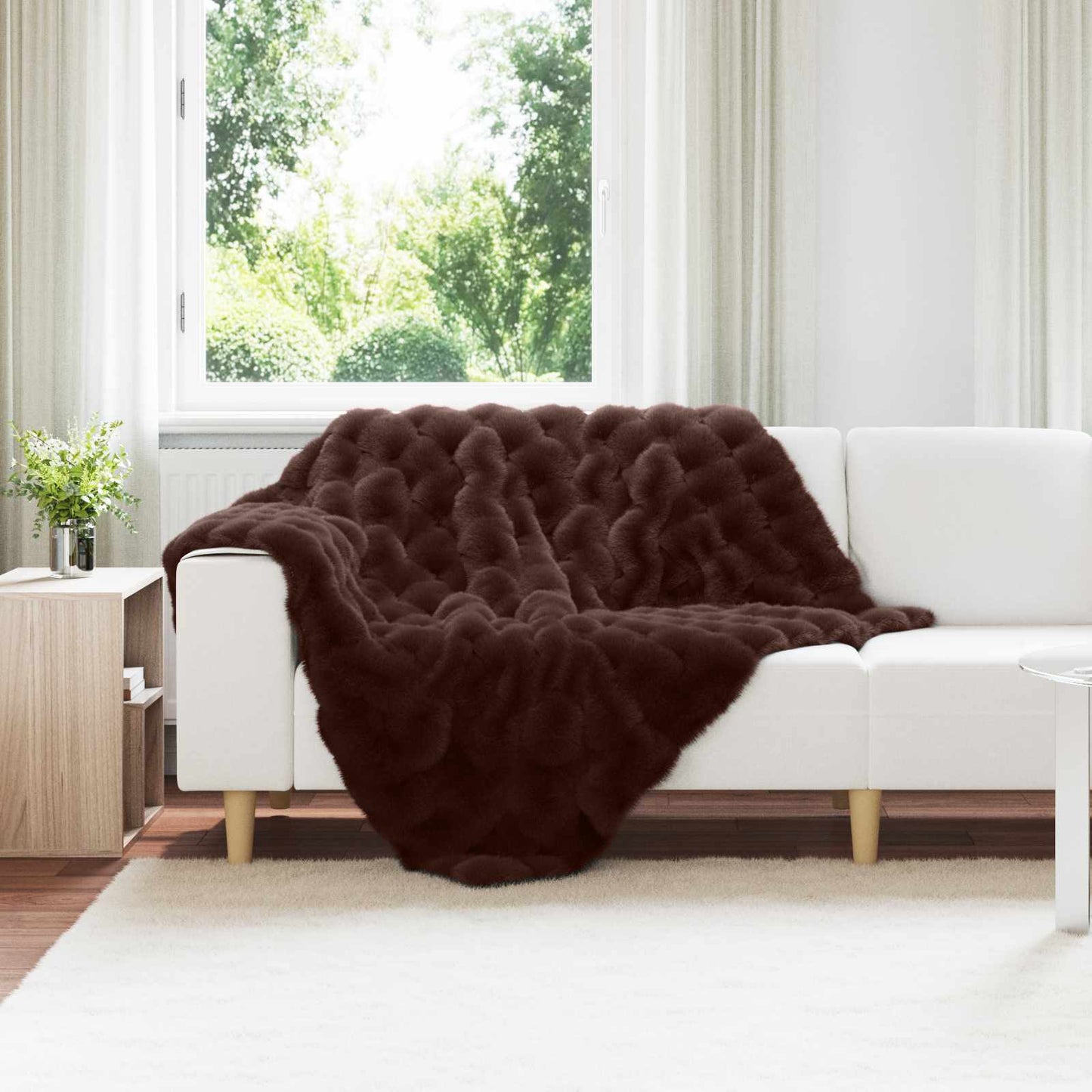 Antislip deken van imitatie konijnenbont Olite Kameel Polyester is nu te koop bij PeponiXL, paradijselijk wonen!