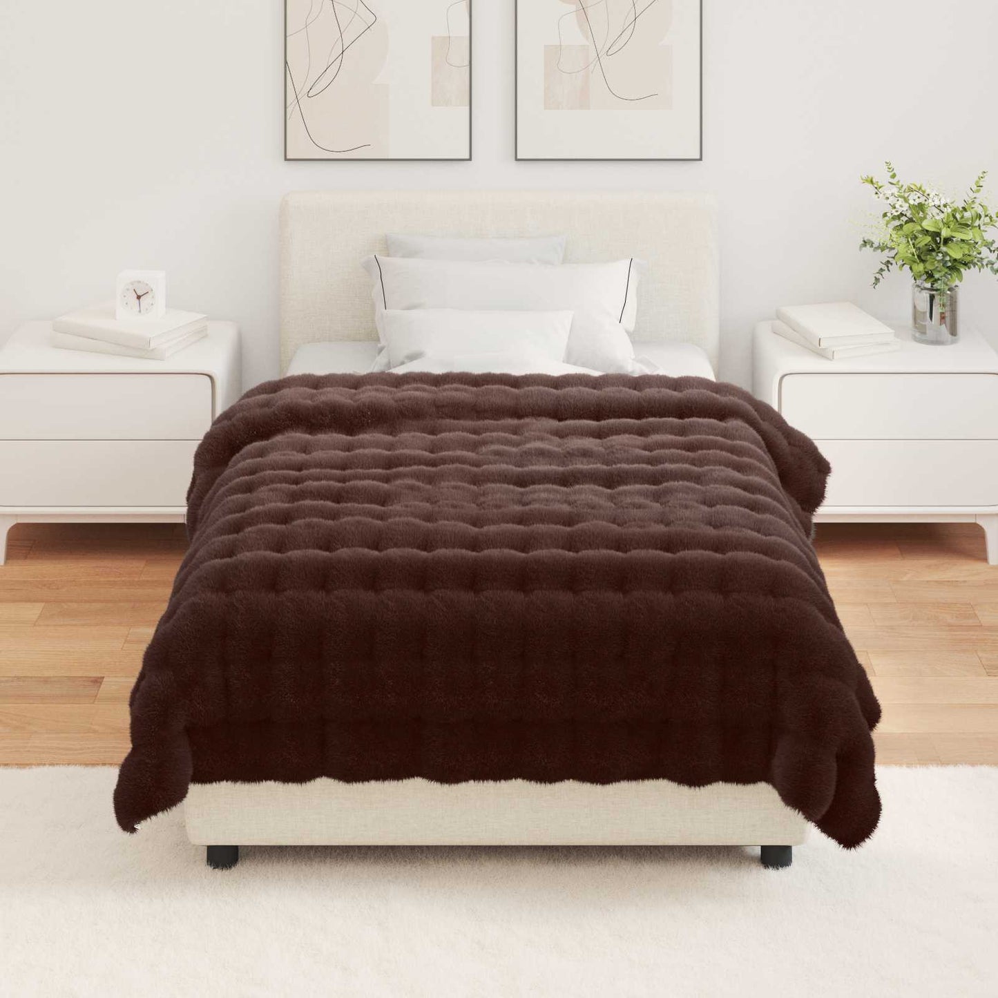 Antislip deken van imitatie konijnenbont Olite Kameel Polyester is nu te koop bij PeponiXL, paradijselijk wonen!