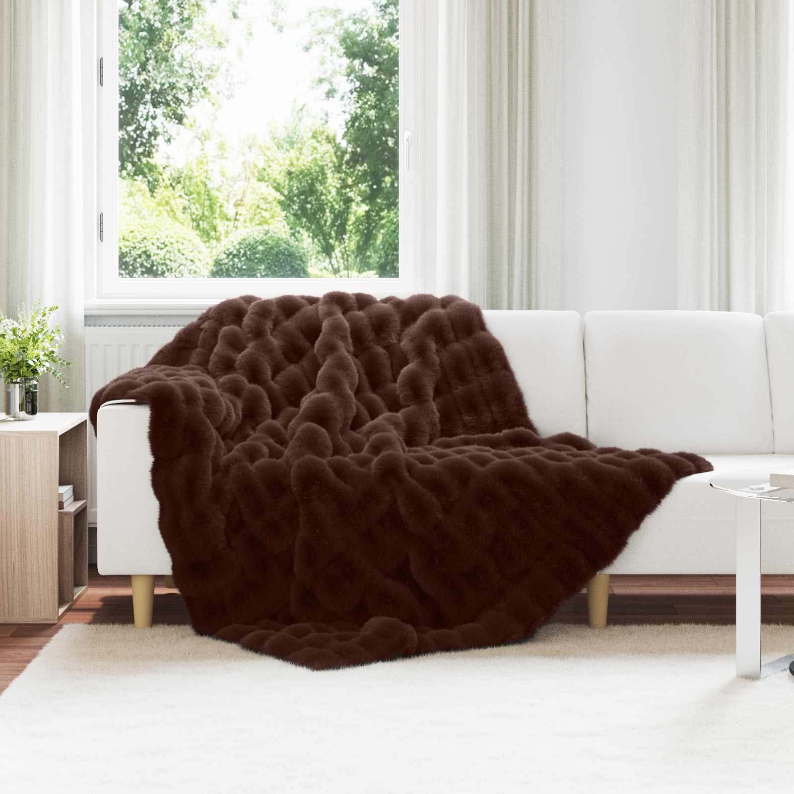 Antislip deken van imitatie konijnenbont Olite Kameel Polyester is nu te koop bij PeponiXL, paradijselijk wonen!