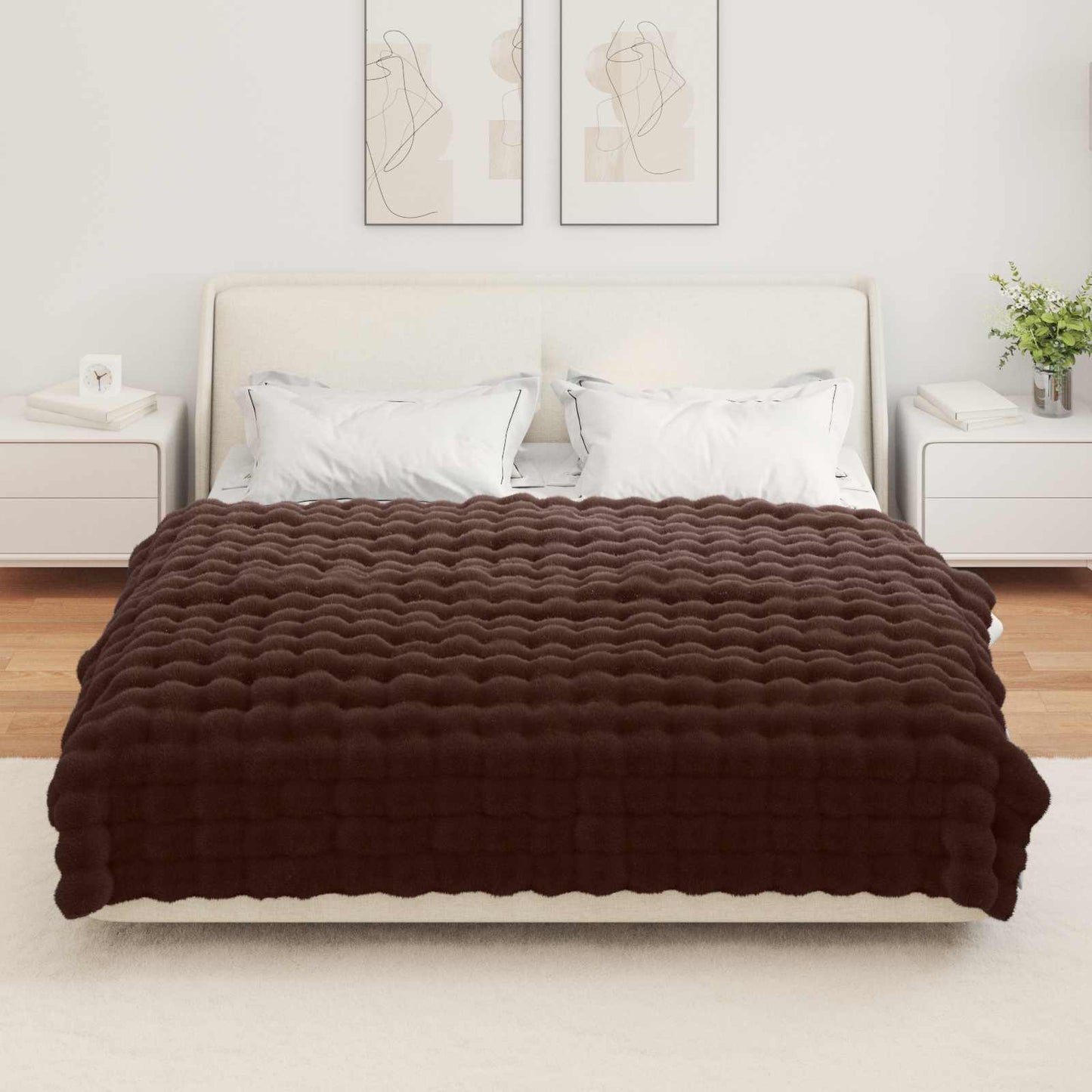 Antislip deken van imitatie konijnenbont Olite Kameel Polyester is nu te koop bij PeponiXL, paradijselijk wonen!