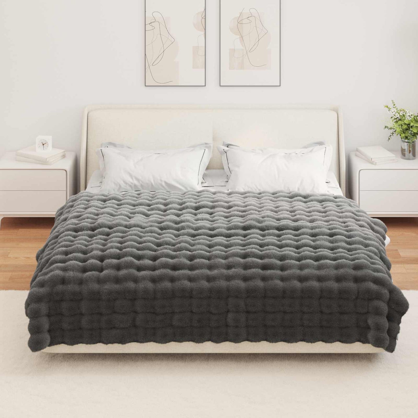 Antislip deken van imitatie konijnenbont Olite Donkergrijs is nu te koop bij PeponiXL, paradijselijk wonen!