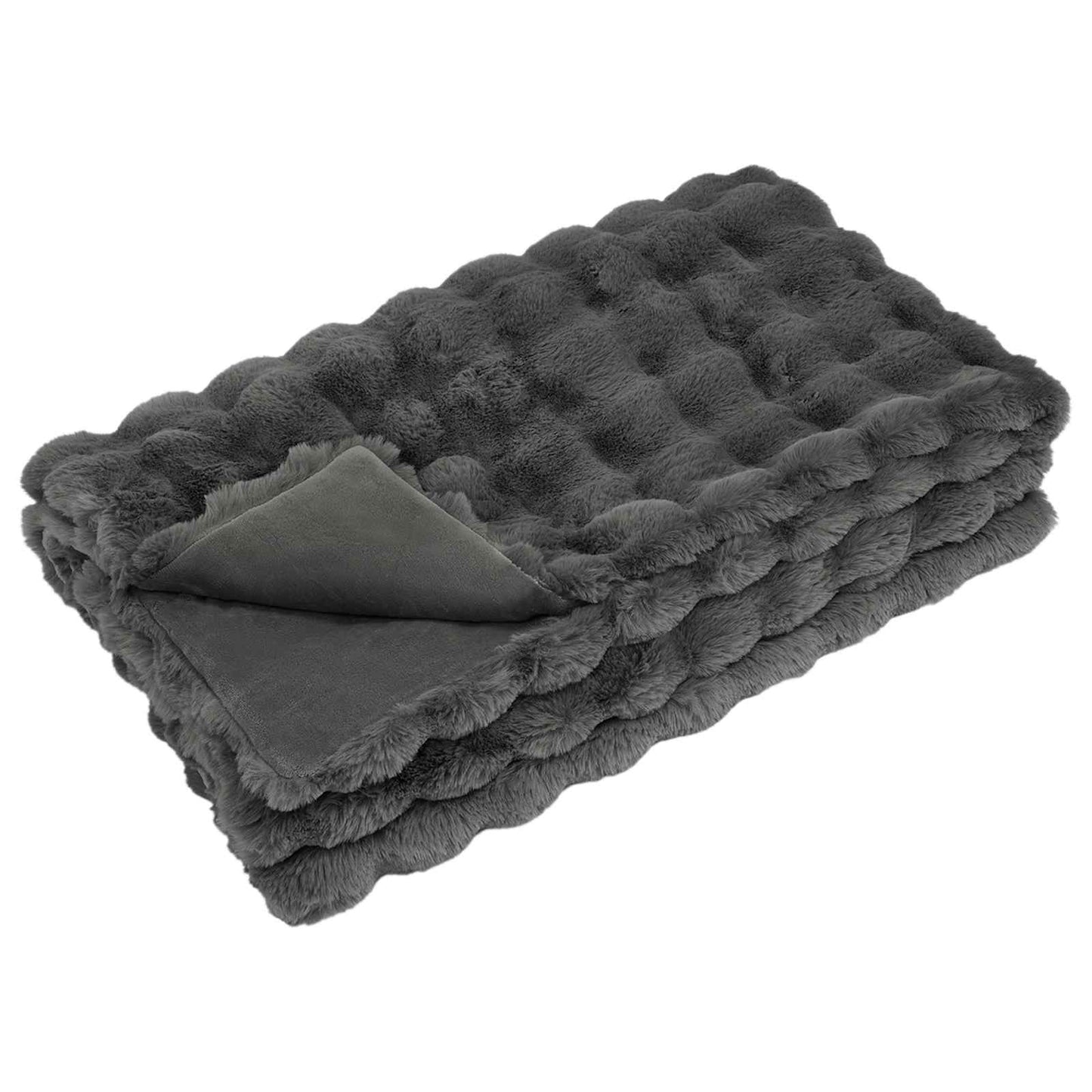 Antislip deken van imitatie konijnenbont Olite Donkergrijs is nu te koop bij PeponiXL, paradijselijk wonen!