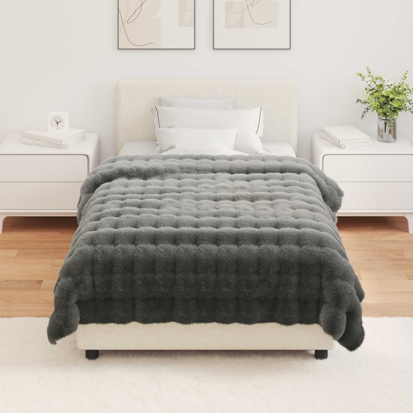 Antislip deken van imitatie konijnenbont Olite 4 pcs Polyester is nu te koop bij PeponiXL, paradijselijk wonen!