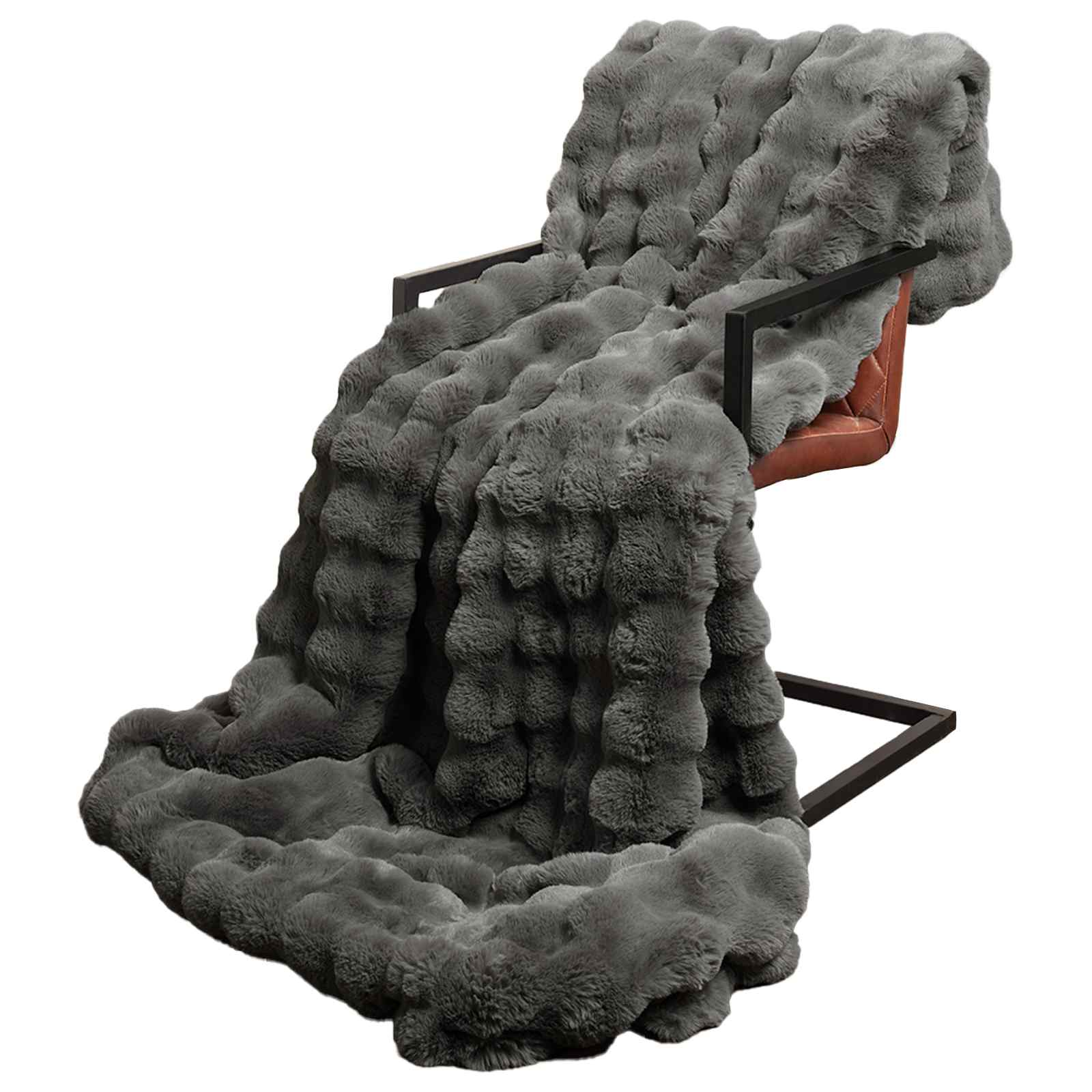 Antislip nep konijnenbont deken Olite 4 pcs Donkergrijs is nu te koop bij PeponiXL, paradijselijk wonen!